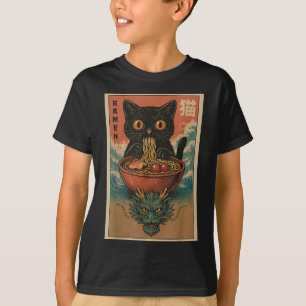 Anime Cat Ramen Japanisch Funny Art Kawaii Cat und T-Shirt