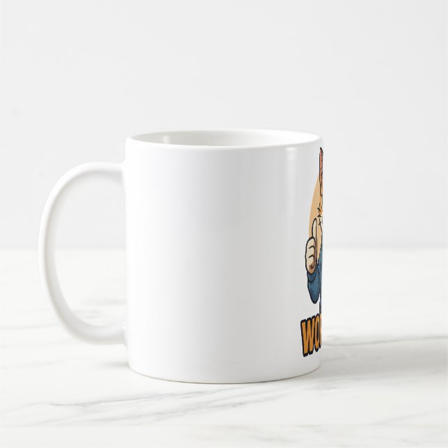 Anime Cat - WORK HARD Motivational Japanese style Kaffeetasse (Links)