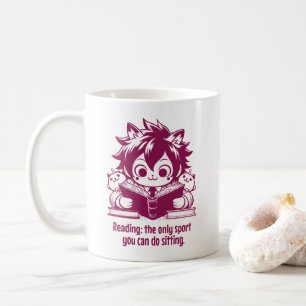 Anime Catboy liest ein Buch & ein lustiges Buchang Kaffeetasse