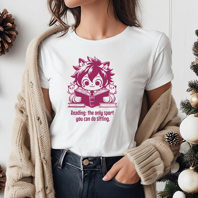 Anime Catboy liest ein Buch & ein lustiges Buchang T-Shirt (Von Creator hochgeladen)