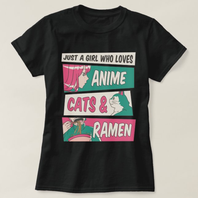 Anime Cats Ramen Tshirt-PR T-Shirt (Design vorne)