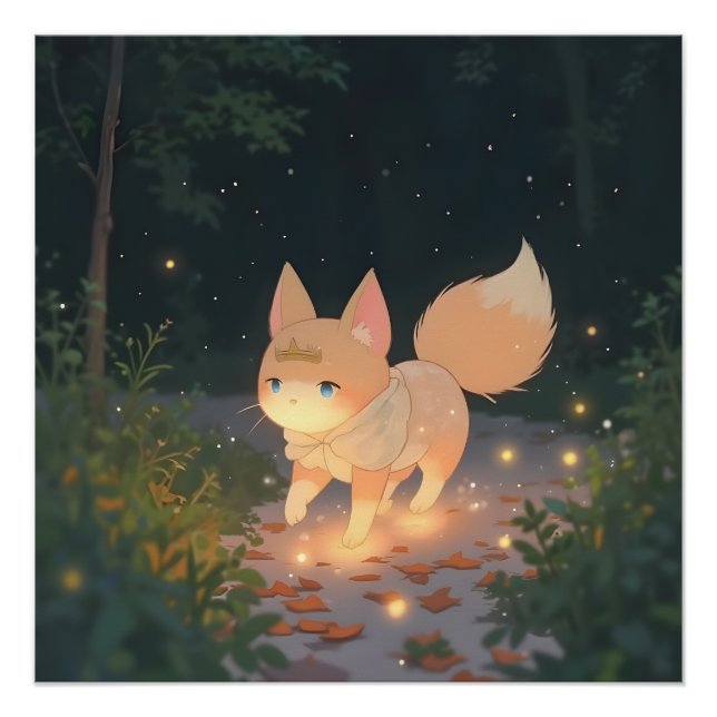 Anime Celestial Fox im Sternenwald Poster (Vorderseite)