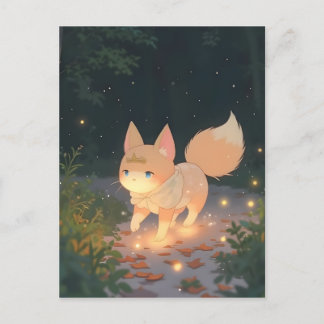 Anime Celestial Fox im Sternenwald Postkarte