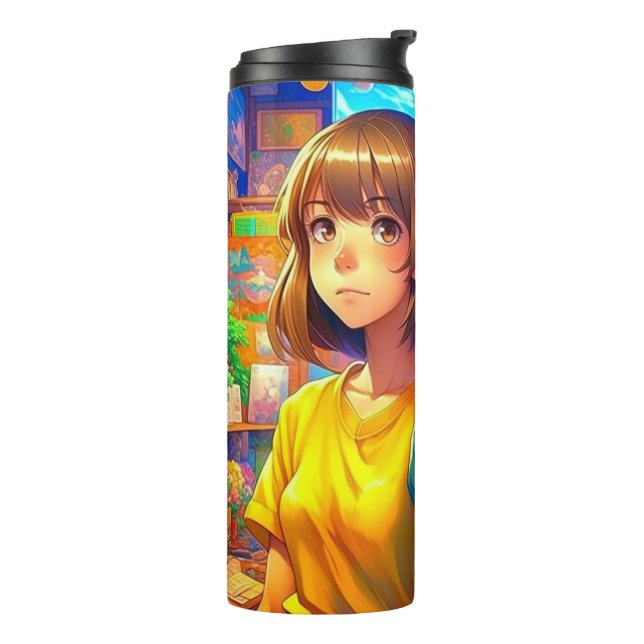 Anime Characters Colorful Art Thermosbecher (Nach links gedreht)