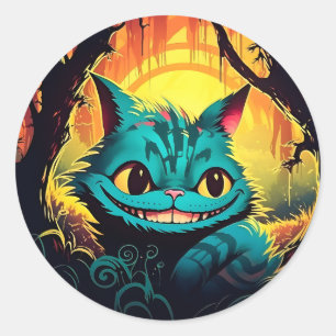 Anime Cheshire Cat Alice im Wunderland Runder Aufkleber