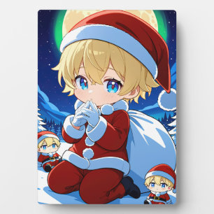Anime Chibi Weihnachtsmann-Junge Weihnachten gerah Fotoplatte