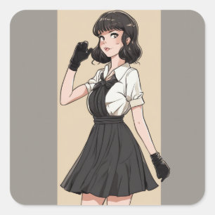 Anime Chic Little Black Dress Sticker - Zeitlos