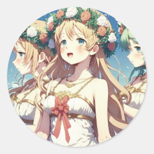 Anime Chor Runder Aufkleber