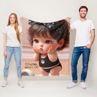 Anime Chubby Girl Foto, Niedlich Black Head Ribbon Fleecedecke