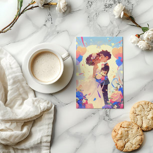 Anime Couple Colorful Wedding Einladung