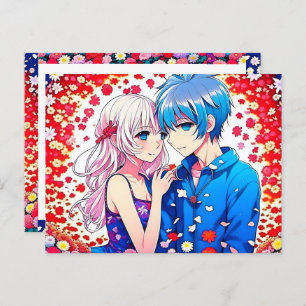 Anime Couple Unique Wedding Save the Date Postkarte