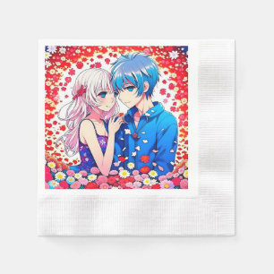 Anime Couple Unique Wedding Serviette