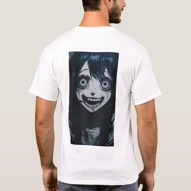 Anime Crazy Girl Psycho Face T - Shirt (Rückseite)