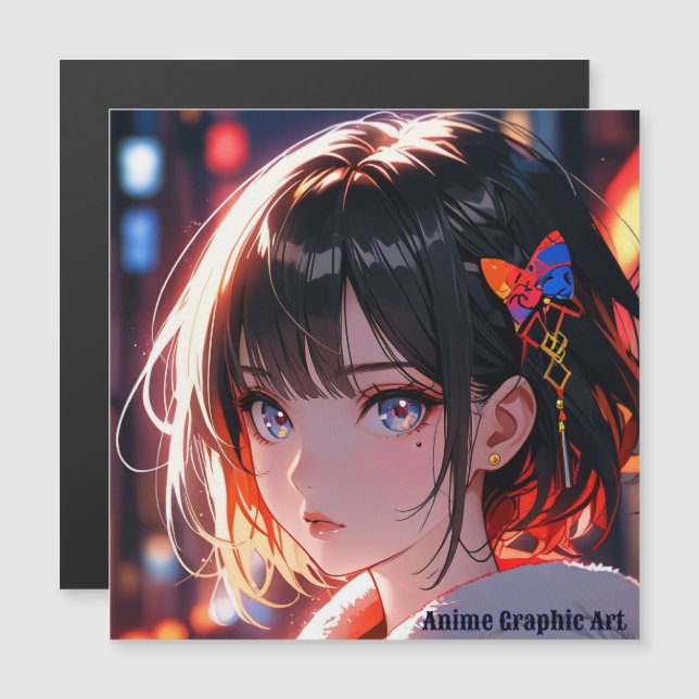 anime cute girl design magnetkarte (Vorne/Hinten)