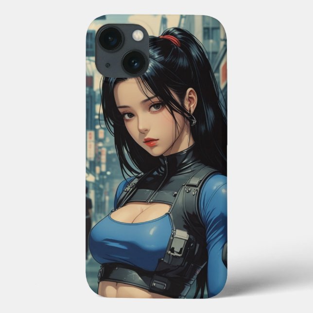 Anime Cyberpunk Girl iPhone Case (Rückseite)