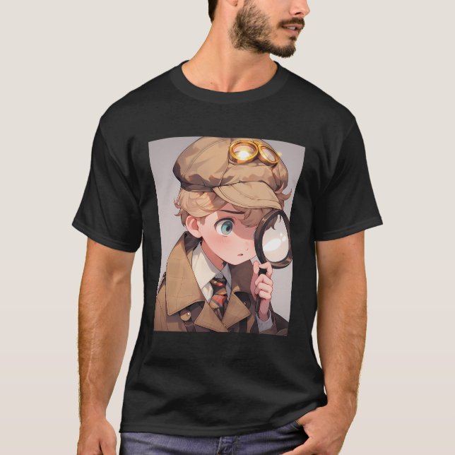 Anime Detection Private Investigator Sleuth Crime T-Shirt (Vorderseite)