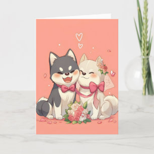 Anime Dogs Niedlich Wedding Feiertagskarte