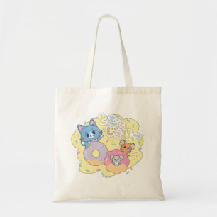Anime Donut freut sich mit Tom, Jerry und Tuffy Tragetasche
