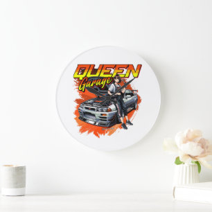 Anime Drift Mechanic Car - Garage Queen Art Große Wanduhr