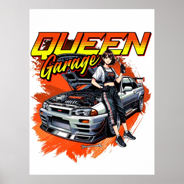 Anime Drift Mechanic Car - Garage Queen Art Poster (Vorne)