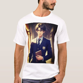 Anime eines gut aussehenden Mannes in Uniform T-Shirt