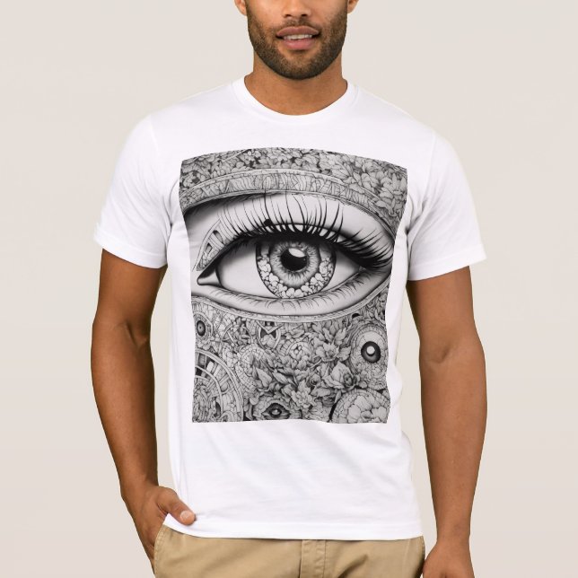 Anime Eyes Blackwork Tattoo Stencil T - Shirt (Vorderseite)
