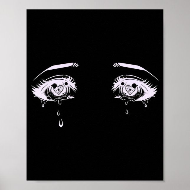 Anime Eyes Pastel Goth Ästhetisches T-Shirt Poster (Vorne)