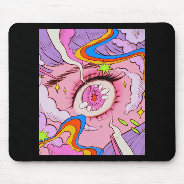 Anime Eyes Pastel Kawaii Egirl Ästhetisch Japanisc Mousepad (Vorne)