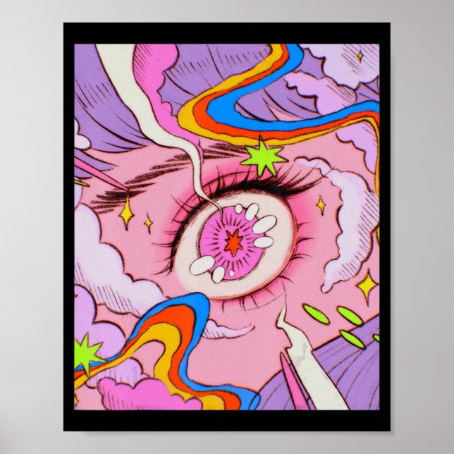 Anime Eyes Pastel Kawaii Egirl Ästhetisch Japanisc Poster (Vorne)