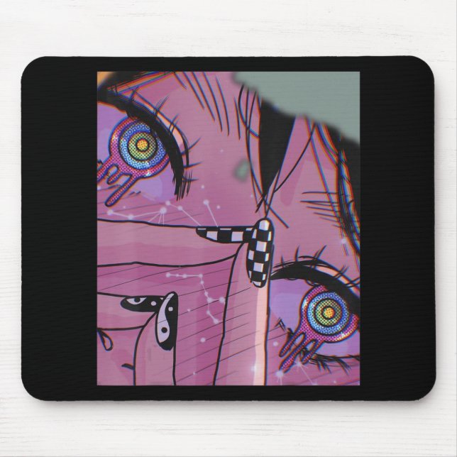 Anime Eyes Pastel Kawaii Girl Aesthetic Japanese O Mousepad (Vorne)