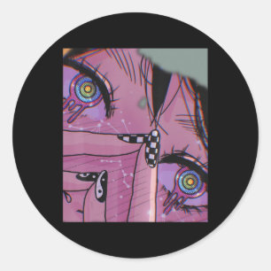 Anime Eyes Pastel Kawaii Girl Aesthetic Japanese O Runder Aufkleber