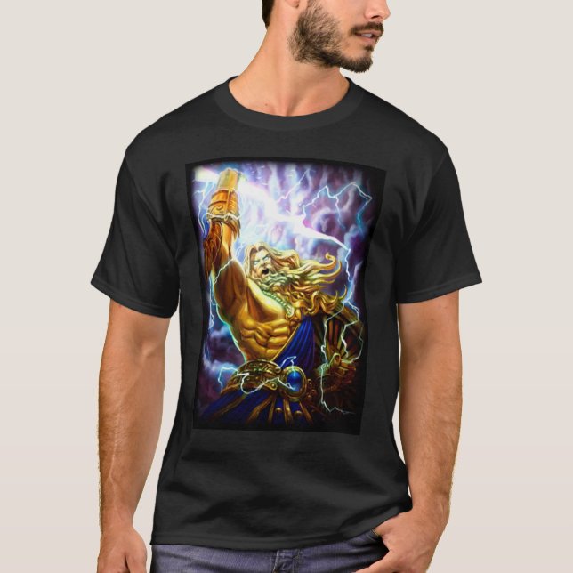 Anime-Fantasiezeus-Krieger-Grafik-T-Shirt T-Shirt (Vorderseite)