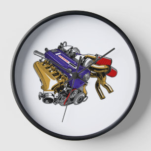ANIME-FARBIGES SECHSZYLINDER-TURBO-MOTORDESIGN UHR