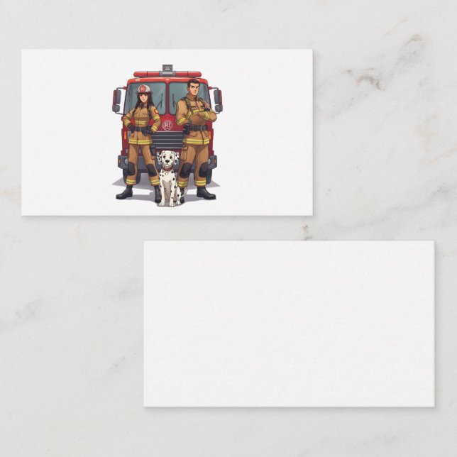 Anime Firefighters & Dalmatian Card Begleitkarte (Vorne/Hinten)