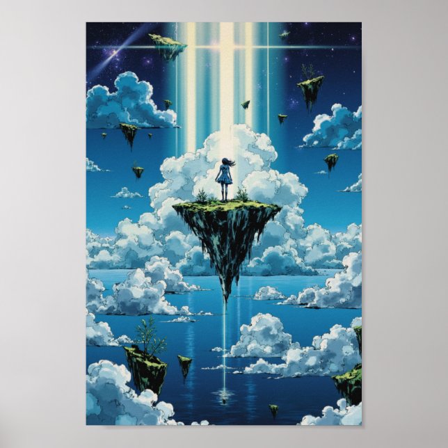 Anime Floating Sky Islands Fantasy Wall Art Poster (Vorne)