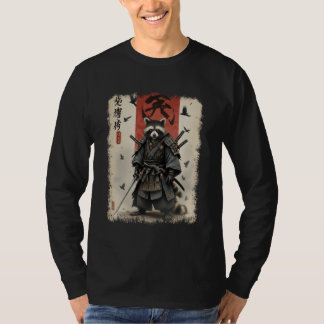 Anime for Men, Samurai Raccoon Graphic, Japanese W T-Shirt
