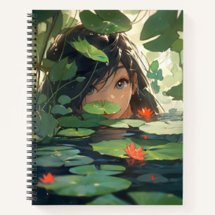 Anime-Frau im See Notizbuch