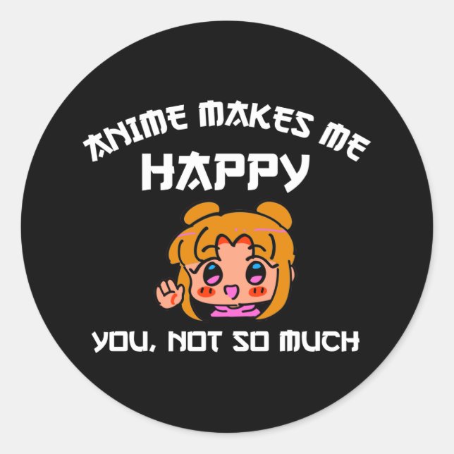 Anime freut mich nicht so sehr runder aufkleber (Vorderseite)