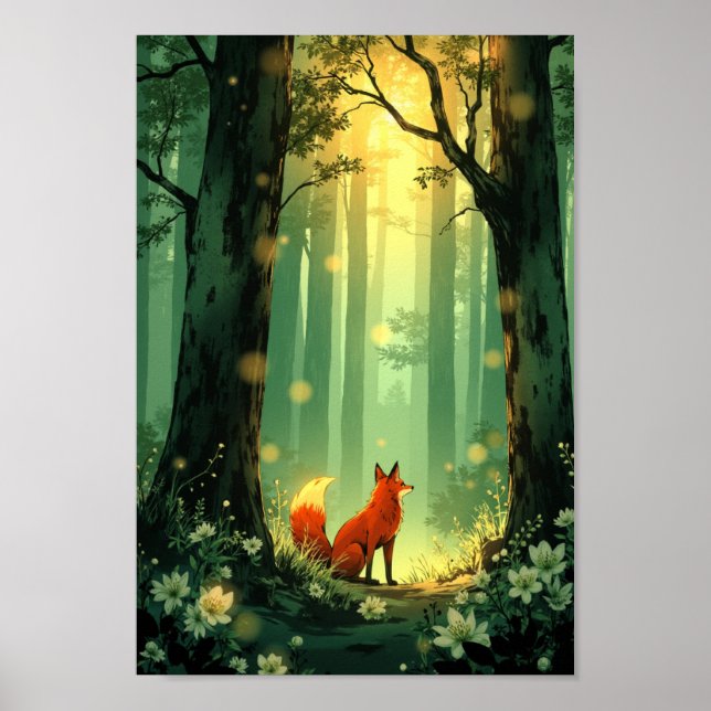 Anime-Fuchs-Geist-Wald-Wandkunst Poster (Vorne)