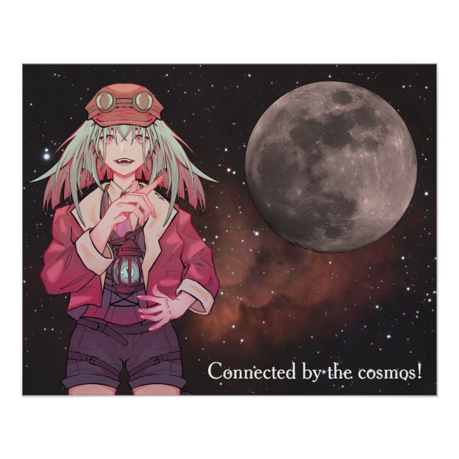 Anime, full moon, Nebula  Poster (Vorderseite)