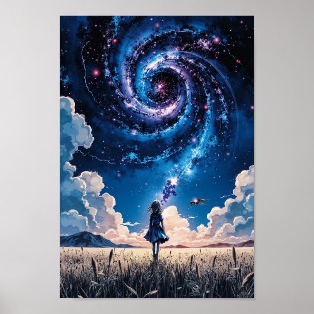Anime-Galaxie-Nachtfeld-Wandkunst Poster (Vorne)