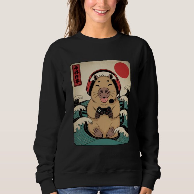 Anime Gamer Capybara Japanese Art Gaming Gifts Men Sweatshirt (Vorderseite)