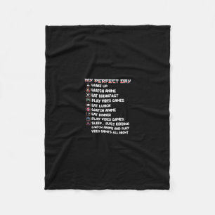 Anime Gamer Shirt My Perfect Day Watch Anime Play Fleecedecke