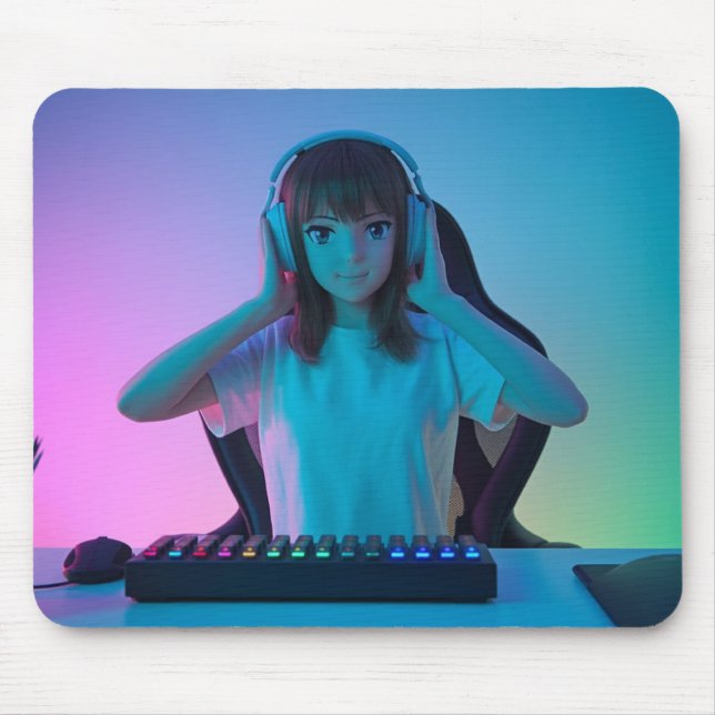 Anime-Gamerin-Setup-Mauspad Mousepad (Vorne)