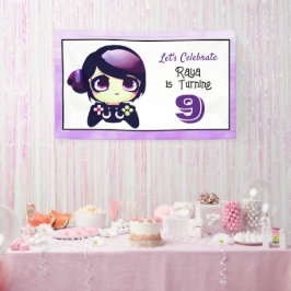 Anime Gaming Girl Birthday Party Banner