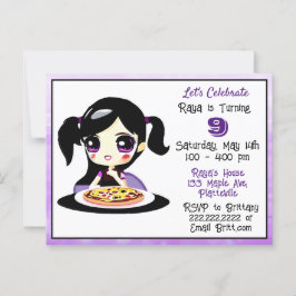 Anime Gaming Girl Birthday Pizza Party Postkarte