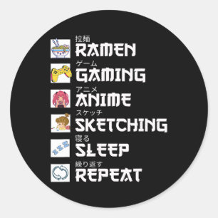 Anime Gaming Wiederholung Otaku Anime Manga Videos Runder Aufkleber
