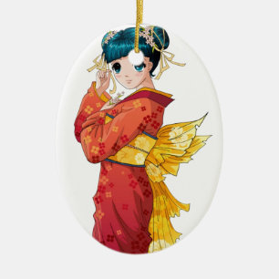Anime-Geisha Keramikornament