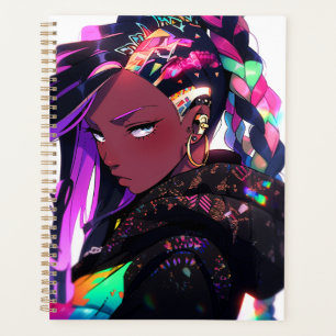 Anime Girl African American Art Planner Planer
