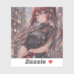 Anime Girl AI Generative Aufkleber